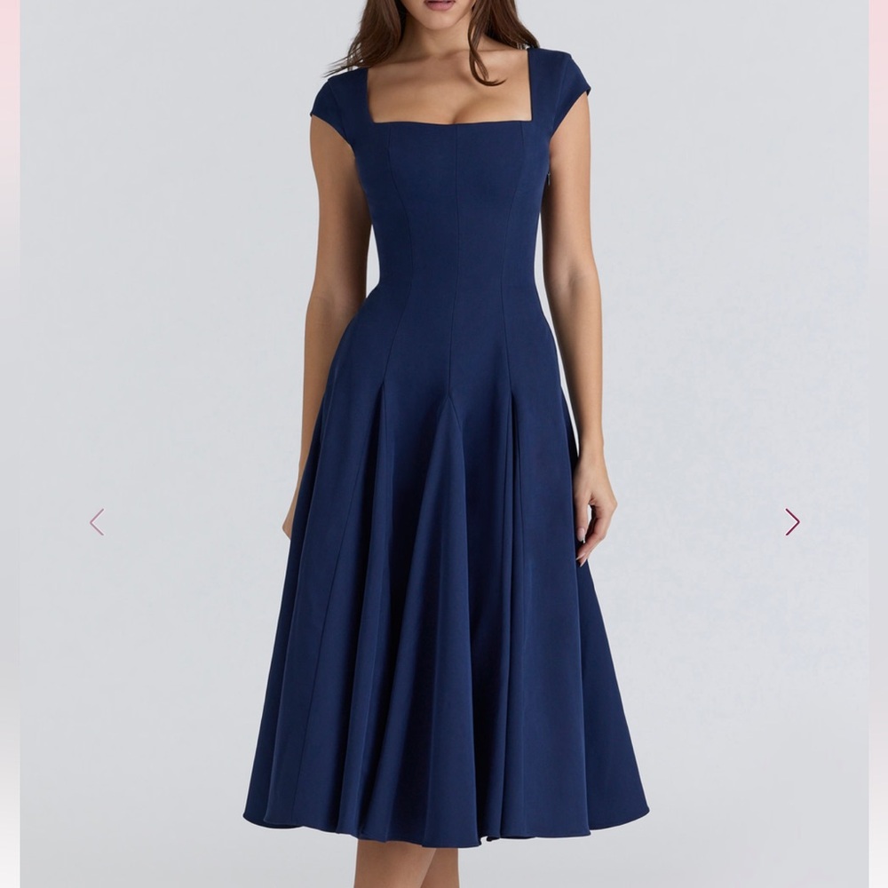 House of CB Raisa Lace Back Dress Navy Size Small